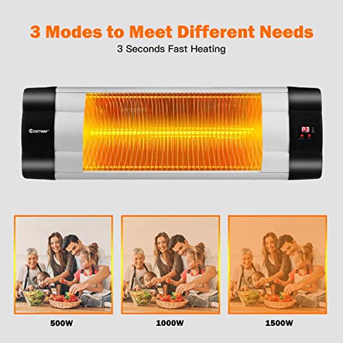 COSTWAY Outdoor Patio Heater, 1500W Electric Infrared Heater with