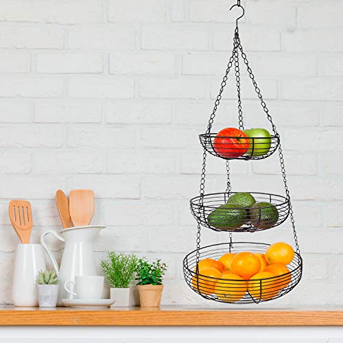 Home-Intuition-3-Tier-Hanging-Basket-Heavy-Duty-Wire-Round-Black