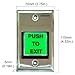 Visionis Push to Exit Button VIS-7000 Indoor Green Square Request to Exit Stainless Steel for Door Access Control with LED Light, NC, C and NO Outputs