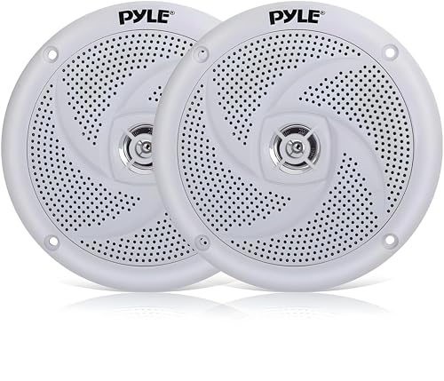 Pyle 5.25 Inch Car Speakers Waterproof Marine Grade Swirl – White