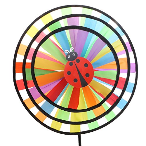SimpleLif Colorful Rainbow Triple Wheel Wind Spinner Windmill Garden Yard Outdoor Decor