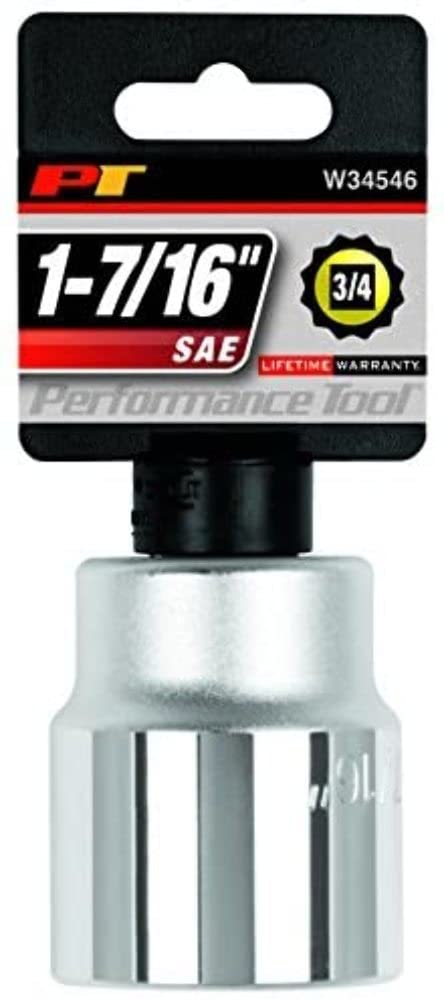 Performance Tool W34546 3/4-Inch Drive 12-Point SAE Standard Socket, 1-7/16-Inch