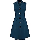 GRACE KARIN Work Dresses for Women 2026 Sleeveless Button Business Midi Dress Notch Lapel V Neck Formal Office A Line Dresses