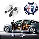 Car Door LED Lighting Entry Ghost Shadow Projector for Alfa Romeo Stelvio Giulia Accessories Welcome Lights Car Door Lights 2 Pack