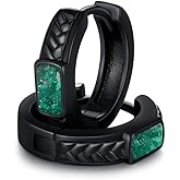 KooTwo 925 Sterling Silver Earrings Black Earrings For Men Abalone Shell/Malachite/Hoop Earrings