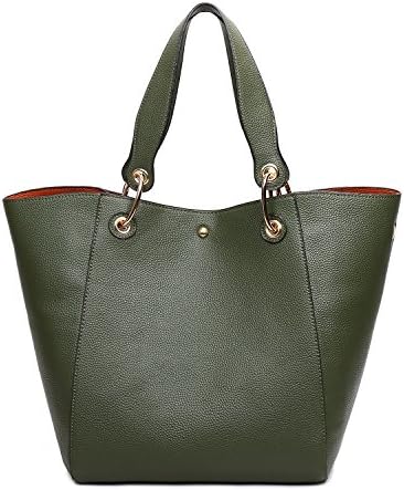 SIFINI Women’ s Fashion Waterproof Handbags Synthetic Leather Tote Shoulder Bags Travel Mommy Bag (dark green)