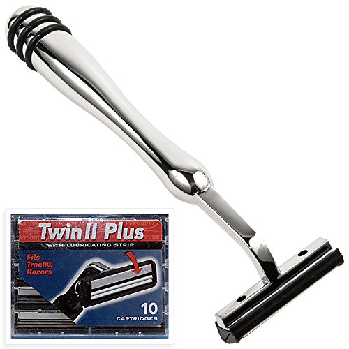All Metal Trac 2 (Trac Ii) Compatible Razor And 10 Personna Twin Blade Cartriges