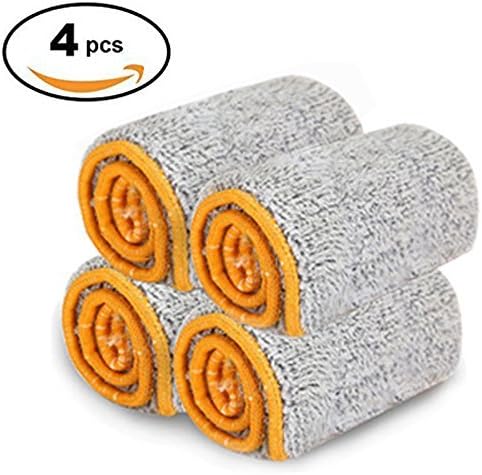 DLFE 4PCS Double Sided Microfiber Flat Mop Refills (Included 4 Microfiber Pad Refills), Size 15"X 4.7" (38cmx 12cm)