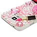 Mavis's Diary 3D Handmade Crystal Red Lips Lipstick Pink Heart Bow and Flower Rhinestone Diamond Bling White Hard Case Cover for Samsung Galaxy S5 I9600 SM-G900 (Lips and Lipstick)