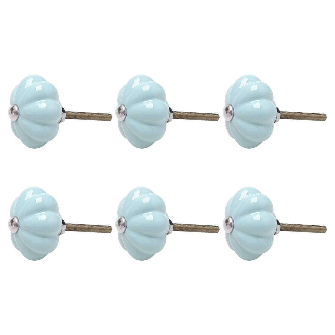sourcing map 6pcs Ceramic Knobs Drawer Pumpkin Shape Pull Handle Furniture Door Cabinet Cupboard Wardrobe Dresser Replacement Blue