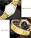 Tamlee Mens Gold Plated Analog Quartz Waterproof Stainless Steel Wrist Watch with Classic Design Calendar
