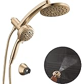 Delta 7-Setting PivotPro 3-in-1 Combination Shower Head with ProClean Spray, Brushed Gold Round Shower Head Rainfall with Handheld Spray, 1.75 GPM, Lumicoat Champagne Bronze 58600-CZ-PR