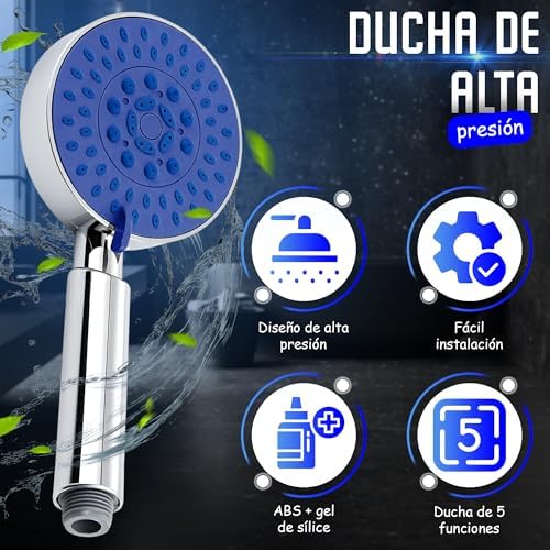 ® Alcachofa de Ducha Alta Presión/ducha alcachofa Antical Cromado con 5 modos Pulverización etc.. (3. " Alcachofa ducha")