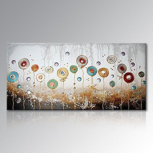 Hand Painted Modern Flower Oil Painting on Canvas Abstract Floral Wall Art Decor for Living Room