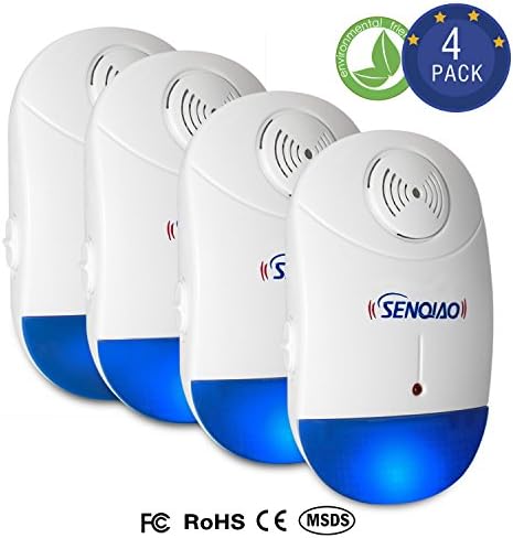 SENQIAO Natural Harmless Pest Control Ultrasonic Repellent - Repels Bug, Cockroach, Mosquito, Ant, Spider, Mouse and More for Home Indoor(4 pack) (4)