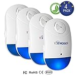 SENQIAO Natural Harmless Pest Control Ultrasonic Repellent - Repels Bug, Cockroach, Mosquito, Ant, Spider, Mouse and More for Home Indoor(4 pack) (4)