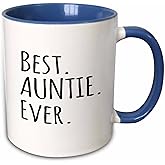 3dRose Best Auntie Ever - Family gifts for relatives and honorary Aunts and Great Aunts - black text 15oz Two-Tone Blue Mug