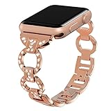 For Apple Watch Band 38mm 42mm,Valband Stainless Steel Bling Wristband Replacement Strap for Apple Watch Series 3 Series 2 Series 1 Nike+ Sport Edition (38mm, Rose Gold)
