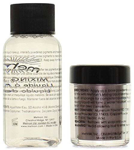Mehron Makeup Metallic Powder .17 oz with Mixing Liquid 1fl oz - Lavender