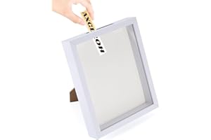 AXCEROH Upgraded 8"x10" Shadow Box Display Frame with Top Slot,MDF and Acrylic Panel, Case for DIY 3D Travel Memorabilia Crafts Tickets Pictures Dry Flowers Awards Medals Shells Piggy Bank, White