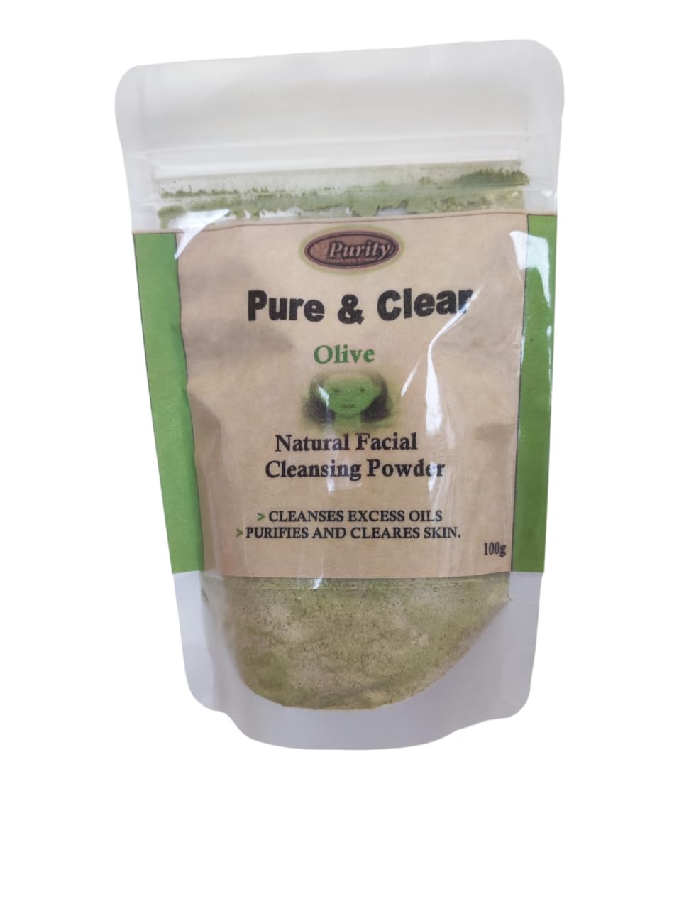 Pure & Clear, Natural Facial Cleanising Powder, 100g, (Olive)
