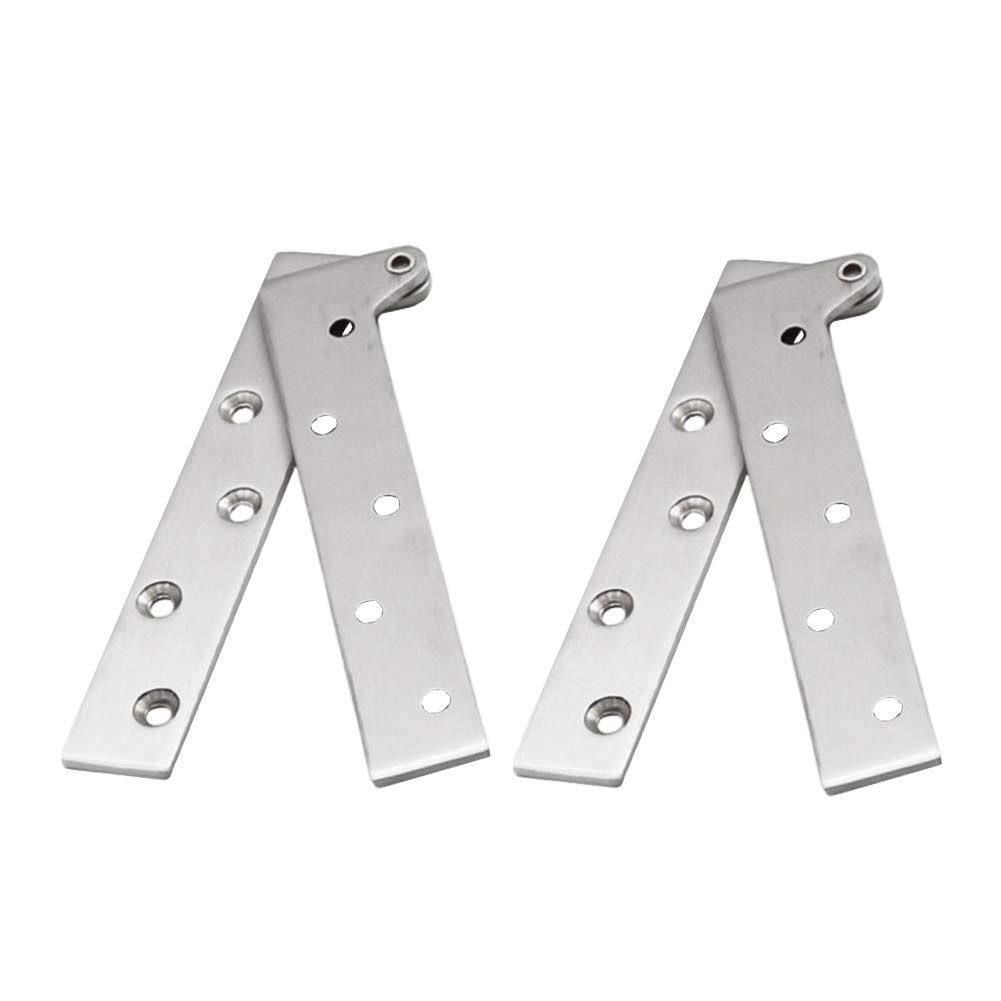 2 Set Stainless Steel 360 Degree Rotation Hidden Door Pivot Hinges, KAIISSA 8 Inch Offset Knife Hinges Inset Door Cabinet Cupboard Conceal Pivot Hinge Silver Brushed, with Screws