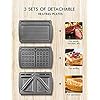 Yabano Sandwiches Toaster 3 in 1 Toastie Makers Waffle Maker Machine & Panini Maker Grill with Detachable Non-Stick…