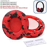 Wicked Cushions Beats Solo 2 Ear Pad Replacement - Compatible With Solo 2 & 3 WIRELESS On Ear Headphones | Red Camo