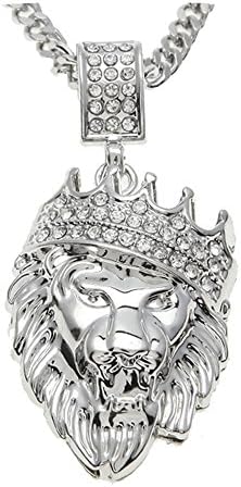 CHOOOICE Stainless steel Silver Tone Lion Pendant Rocker Fashion Necklace for with 24Inch