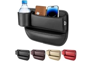 PETUPS Car Leather Cup Holder Gap Bag, Seat Gap Storage Box, Adjustable Car Seat Storage Box, Car Seat Gap Organizer, Adjustable Car Seat Gap Filler, Car Gap Bag (Driver Side Black)