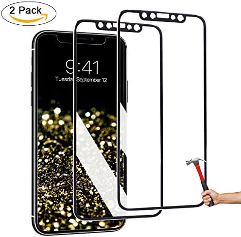 LLARIMIN iPhone X Screen Protector，3D Touch Full Coverage,Titanium Metal Edge,More Fashion [ Tempered Glass x 2 ] [ Edge to Edge Protection ] for Apple iPhone X (2017)