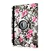 Cellularvilla 360 Degree Rotating Black Pink Flower Pu Leather Smart Case Cover with Auto Sleep/Wake Feature Compatible with Apple iPad Air/iPad Air 2 (2014 Release)