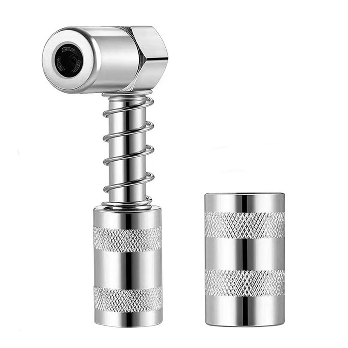 WANGCL 90 Degree Grease Coupler Silver Coupler Adapter 3 Jaw Angle Grease Fitting Tool with Sleeves for Auto Farm Truck or Industrial Use（2 Pieces）
