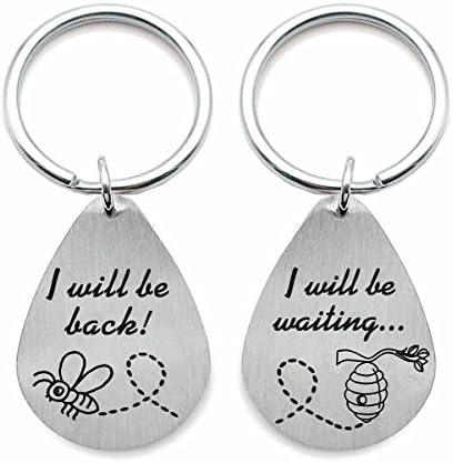Long Distance Relationship Gifts Couples Keychains Set Honey Bee Keychains His and Hers Valentine Day Gifts I'll Bee Back I'll Bee Waiting