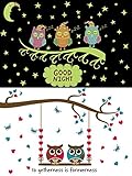 Two Wall Stickers,Techfeed Night Light Wall Decals and Branch Owl Wall Stickers for Kids Rooms Bedroom Decorative Removable Wall Decor Stickers for Girls Boys