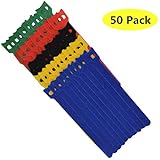 TANKING 50Pcs Reusable Hook and Loop Fastening Velcro Cable Ties with Microfiber Cloth-6" x 1/2" (5 Color)