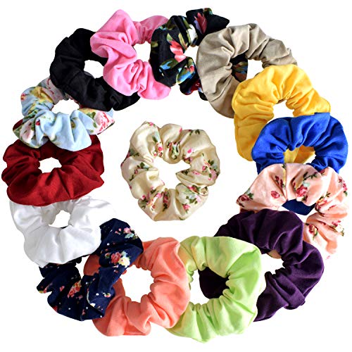Hair Scrunchies Cotton Elastic Hair Bands 15 Pcs Scrunchies for Hair Accessories for Women or Girls