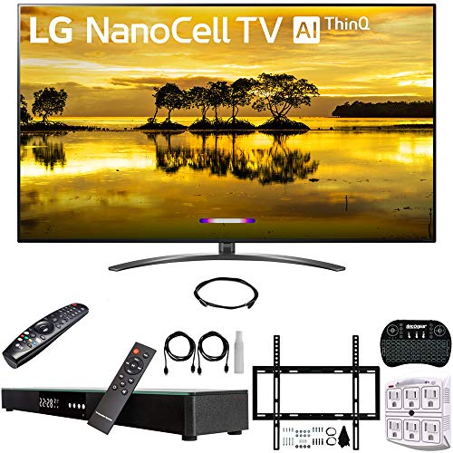 LG 86SM9070PUA 86″ 4K HDR Smart LED NanoCell TV w/AI ThinQ (2019) + Deco Gear Home Theater Surround Sound 31″ Soundbar + Deco Mount Flat Wall Mount Kit + 2.4GHz Wireless Keyboard w/Touchpad + More