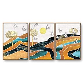 3 Piece Framed Canvas Home Artwork Decoration Abstract Nature Landscape Canvas Wall Art for Living Room, Bedroom - 16"x24"x3 Panels