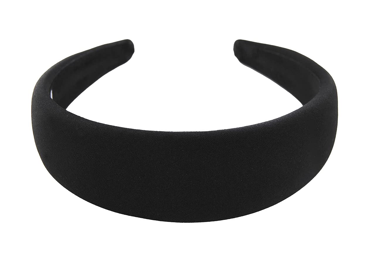 axy Wide Headband with Fabric Padded Candy Colours – Beautiful Women's Headband Hair Accessories Headband HRK2A (Black) — image 1