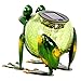 ReLIVE 6 Inch Bronze Green Metal Frog Cracked Glass Ball Outdoor Solar Powered LED Garden Light