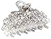 NEW Fancy Blue Austrian Crystal Hair Claw Clip Clamp Wedding Ribbon Bow Metal 4 color (silver)