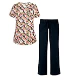 G Med Women's Mock Wrap Printed Scrub Fashion Sets XS-3XL Utility