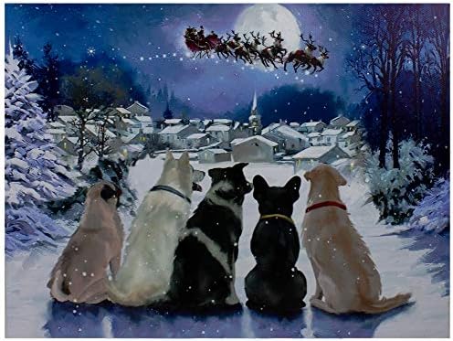 Northlight LED Fiber Optic Lighted Dogs Watching Santa Claus Christmas