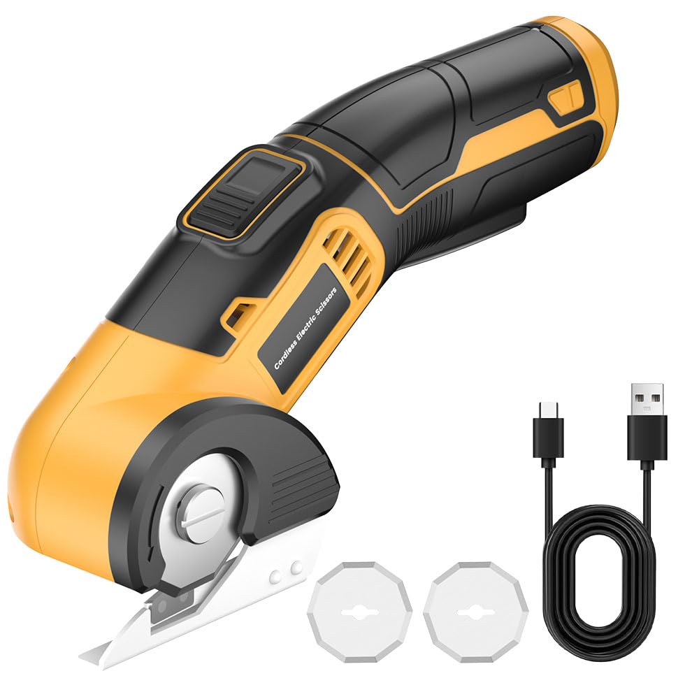 Cordless Electric Scissors, 4V Rechargeable Cardboard Cutter Heavy Duty ...