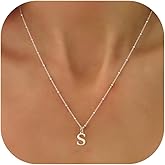 MDIEEL Valentines Gifts for Her Women - Initial Necklaces for Women Dainty 14k Gold Plated A-Z Letter Pendant Name Necklaces Cute Charm Choker Fashion Accessories Non Tarnish Trendy Jewelry Gift