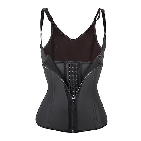 FeelinGirl Damen Vollbrust Korsett Training Sport Korsage Latex Waist Cincher mit Trägern Tailenmider Top