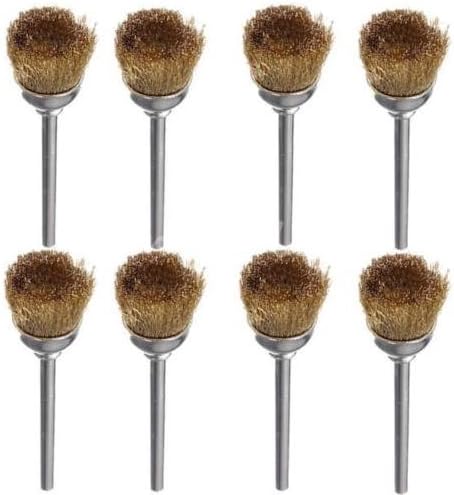10pcs 3mm 1/8" Brass Wire Wheel Brushes Shank for Rotary Dremel Drill Bits Tools