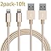 Lightning Cable, GEENKER 2Pack 10ft Nylon Braided 8pin Charging Cable Extra Long USB Cord for iphone 7, 7plus, se, 6s, 6s plus, 6plus, 6,5s 5c 5,iPad Mini, Air,iPad5,iPod on iOS9 - Gold