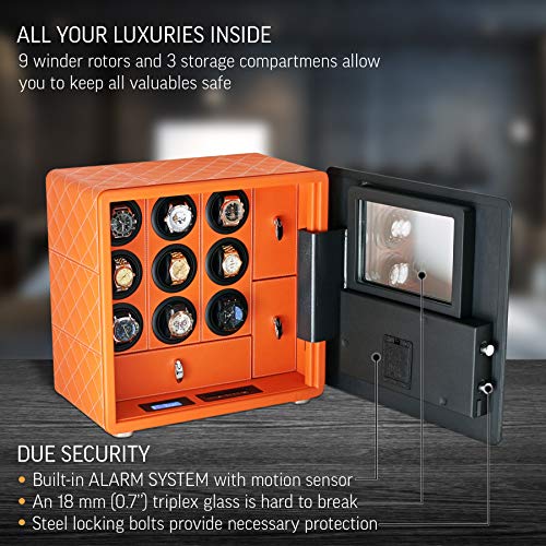 Watch Winder Security Safe for 9 Watches with Jewelry and Money